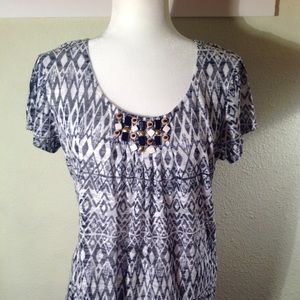 RUBY RD. Short Sleeve beaded top size S